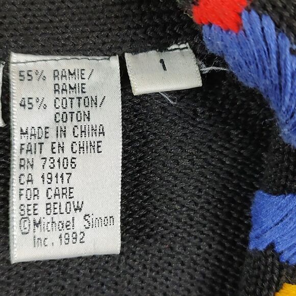 Michael Simon Embroidered Collared Cardigan with Tassels 1992 Vintage - Picture 3 of 13